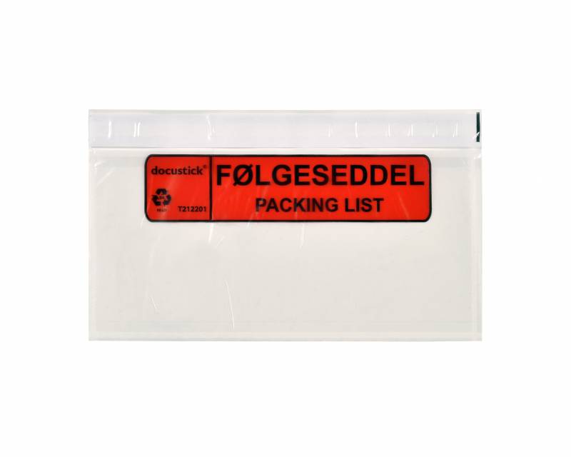 Følgeseddellomme C65/DL Med Tryk "Følgeseddel" 1000stk