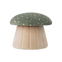 Bloomingville MINI Lue Puf &Oslash;37cm i polyester gr&oslash;n med hvide prikker