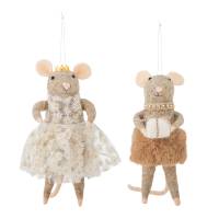 Bloomingville Peo Ornament julemus i Uld naturfarver, 2 stk