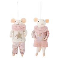 Bloomingville Peo Ornament julemus i rosa farver Uld