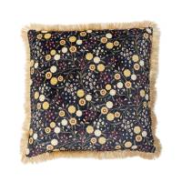 Bloomingville Eydis Pude Viskose 45x45cm Bl&aring; m&oslash;nstret med frynser