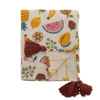 Bloomingville MINI Fruitta Plaid frugtmotiver i Genanvendt Bomuld