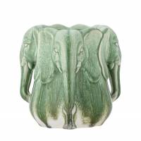 Bloomingville Pontus Vase 15,5cm Stent&oslash;j prydet med elefanthoveder gr&oslash;n