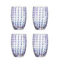 Bloomingville Brinley Drikkeglas Glas 35cl Bl&aring; prikkede linjer