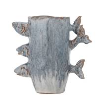Creative Collection Tace Vase 23cm Stent&oslash;j med tre sm&aring; fisk Bl&aring;