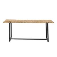 Adilly b&aelig;nk 114cm i beige polyrattan med sorte metalben