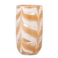 Bloomingville Taven Vase Glas 21,5cm flydende m&oslash;nstre p&aring; overfladen orange nuancer
