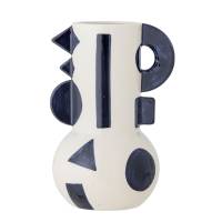 Bloomingville Graphica Vase Stent&oslash;j 24cm dekoreret i en bl&aring; nuance