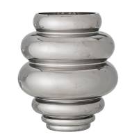 Bloomingville Zorya 24cm Vase i glas i s&oslash;lvfarvede kromfinish