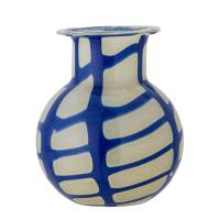 Bloomingville Kiran Vase Glas 19cm har et unikt m&oslash;nster i bl&aring;