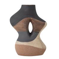 Bloomingville Vica Vase Stent&oslash;j 27cm skulpturelt udtryk brun, sort og sandfarvede nuancer