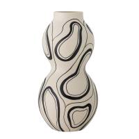 Bloomingville Nicola Vase Stent&oslash;j 34cm prydet  enkelt smukt design sort-hvid