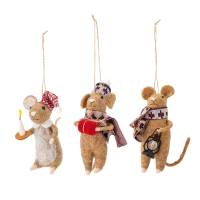 Bloomingville Peo Ornament julemus i Uld naturfarvet, 3 stk