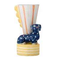 Bloomingville Dachsy Vase 21,5cm Stent&oslash;j med gravhundemotiv Multifarvet
