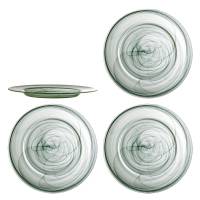 Bloomingville Amelie Tallerken Glas bl&oslash;dt gr&oslash;nt swirlm&oslash;nster gr&oslash;n, 4 stk