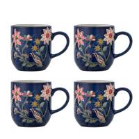 Creative Collection Meredith Krus Stent&oslash;j Multifarvet h&aring;ndmalet blomster- og fuglemotiv 