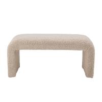 Bloomingville Bobbie en organisk formet b&aelig;nk L100cm i lyst boucl&eacute;-stof