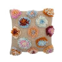 Bloomingville Somma Pude Uld 50x50cm Natur med blomster