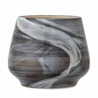 Bloomingville Skjalm Urtepotteskjuler i Brunt Stent&oslash;j med Marmoreret M&oslash;nster &Oslash;18x15,5 cm
