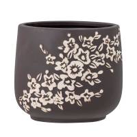 Bloomingville Betino Urtepotteskjuler i Brunt Stent&oslash;j med Blomstermotiv &Oslash;19x17 cm