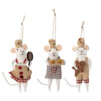 Bloomingville Peo Ornament julemus i Uld naturfarvet, 3 stk