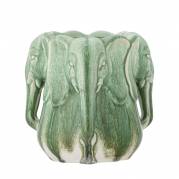 Bloomingville Pontus Vase 15,5cm Stent&oslash;j prydet med elefanthoveder gr&oslash;n