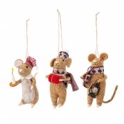 Bloomingville Peo Ornament julemus i Uld naturfarvet, 3 stk