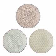 Bloomingville Patrizia Tallerken &Oslash;25cm Stent&oslash;j bl&oslash;de nuancer, 3 stk