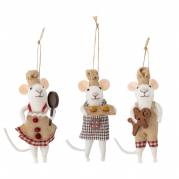 Bloomingville Peo Ornament julemus i Uld naturfarvet, 3 stk