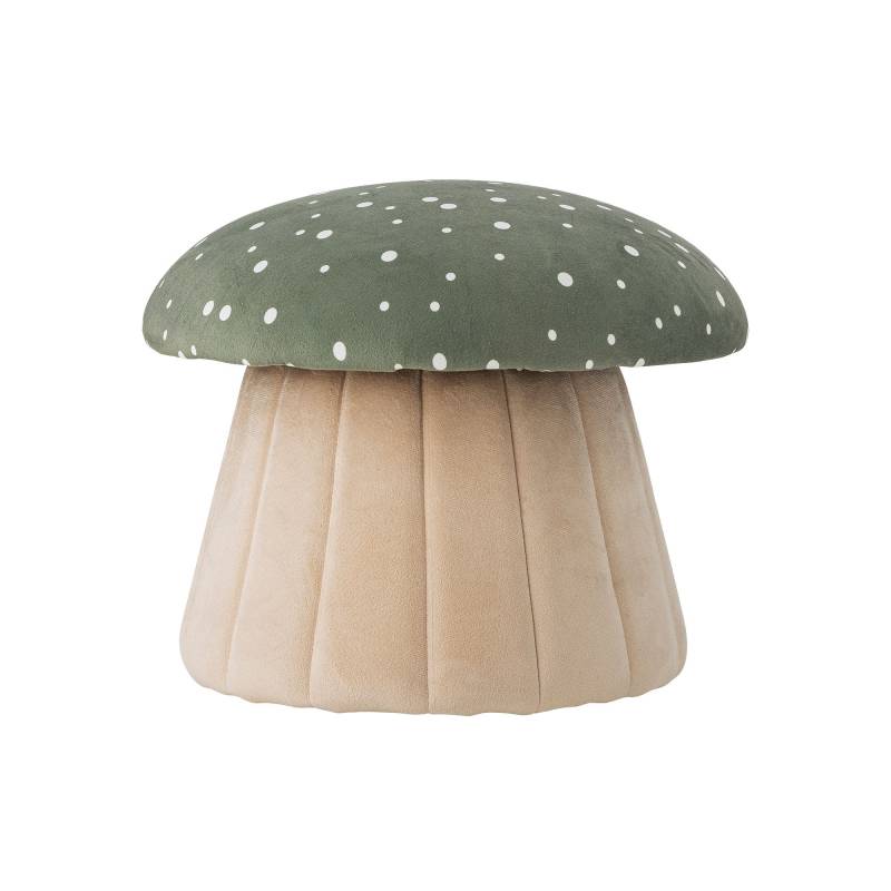 Bloomingville MINI Lue Puf &Oslash;37cm i polyester gr&oslash;n med hvide prikker