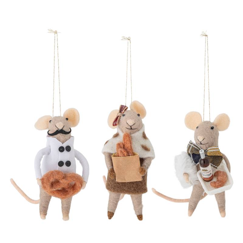 Bloomingville Peo Ornament Uld tre charmerende mus