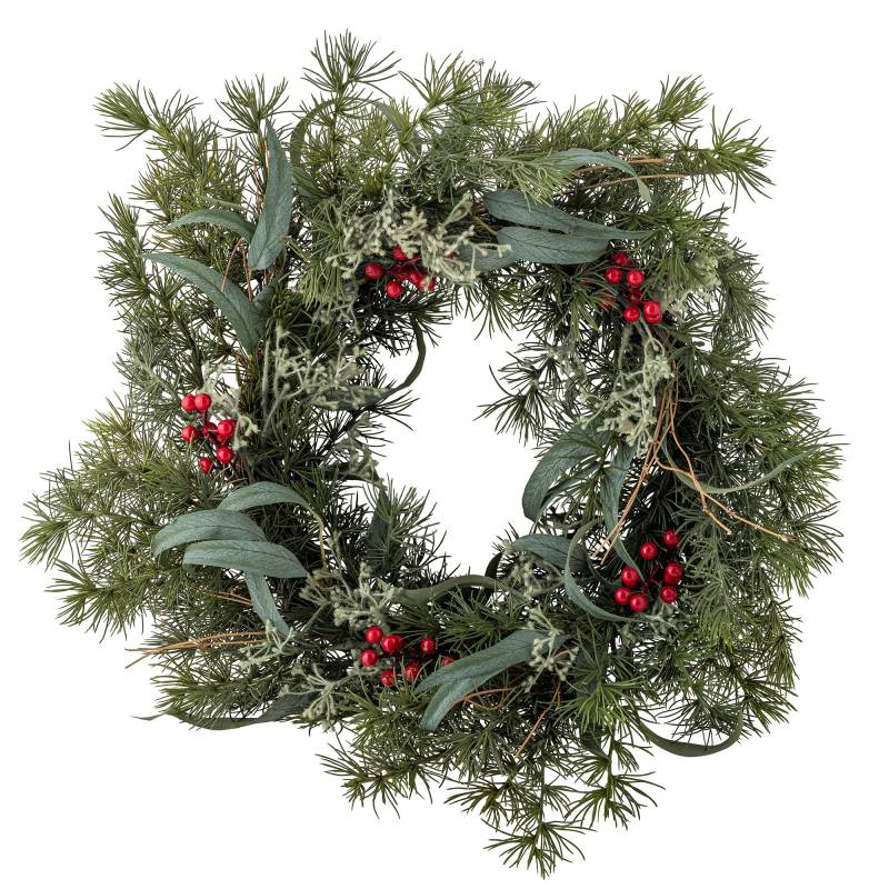 Bloomingville Pine Krans Med Pynt Kunstige Blomster Ø60Cm Grøn