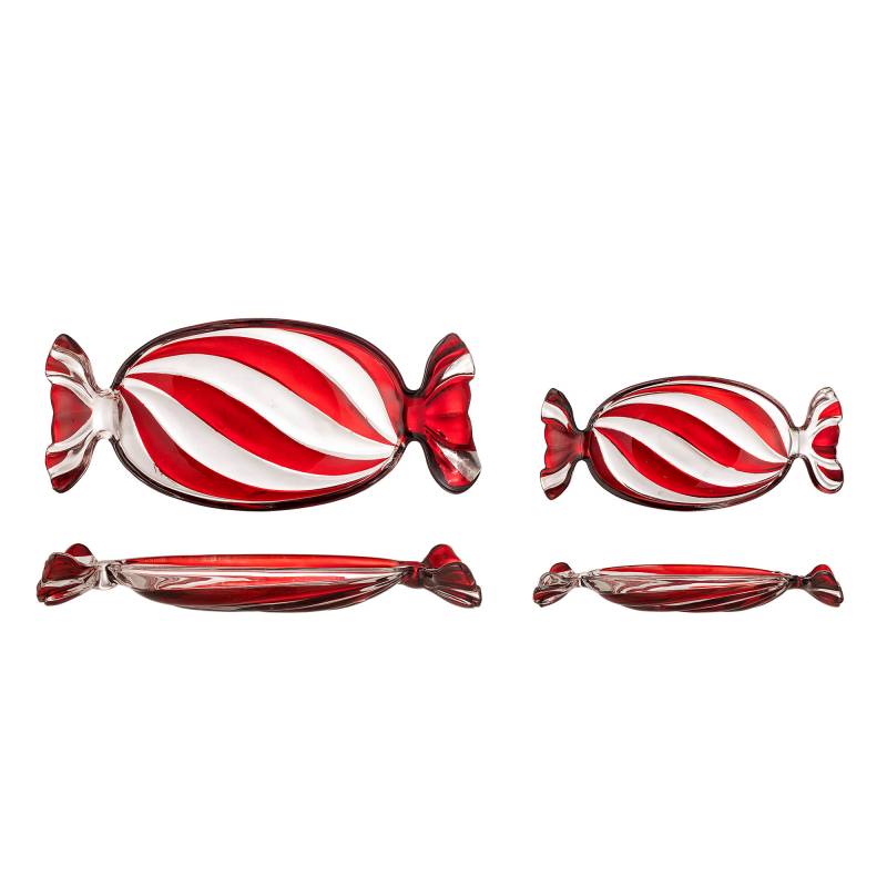 Bloomingville Sweetie Serveringsfad som bloche i r&oslash;d Glas, 2 stk