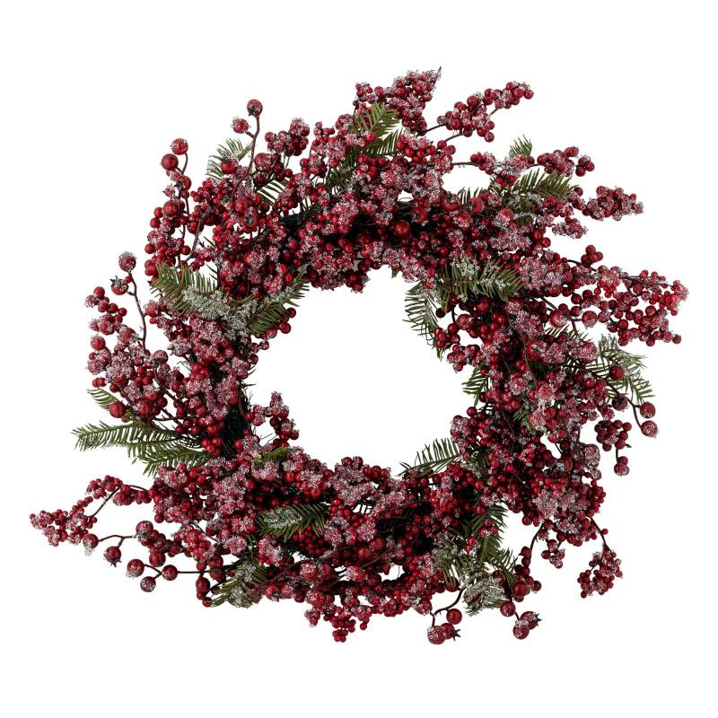 Bloomingville Winter berry krans kunstige blomster r&oslash;de nuancer