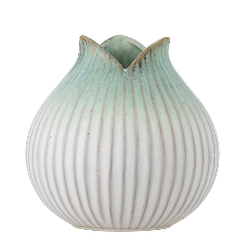 Creative Collection Skylar Vase 19,5cm Stent&oslash;j med en bl&oslash;dt riflet overflade gr&oslash;n