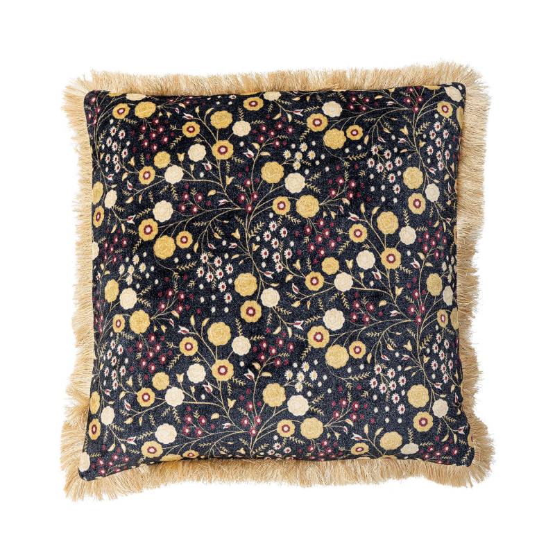 Bloomingville Eydis Pude Viskose 45x45cm Bl&aring; m&oslash;nstret med frynser