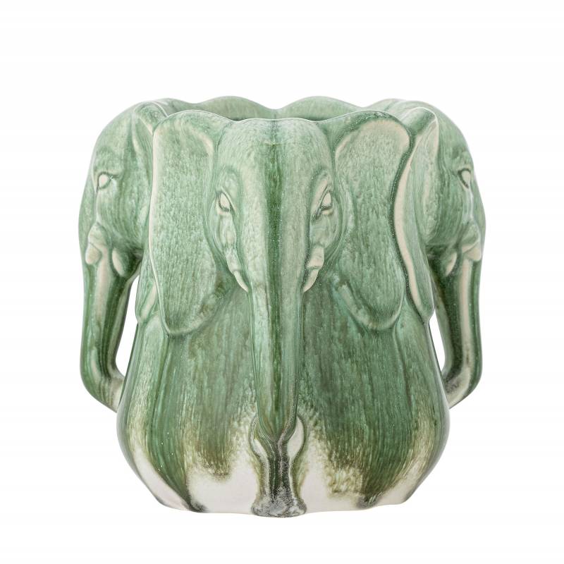 Bloomingville Pontus Vase 15,5cm Stent&oslash;j prydet med elefanthoveder gr&oslash;n