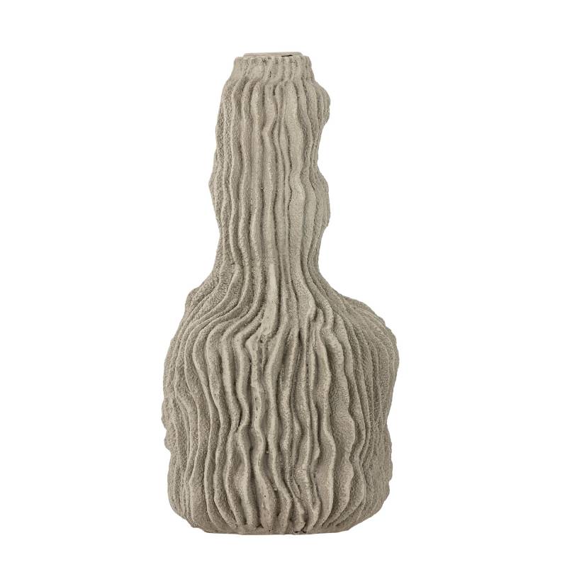 Briar Lysestage Polyresin H24cm r&aring; og b&oslash;lget overflade gr&aring;