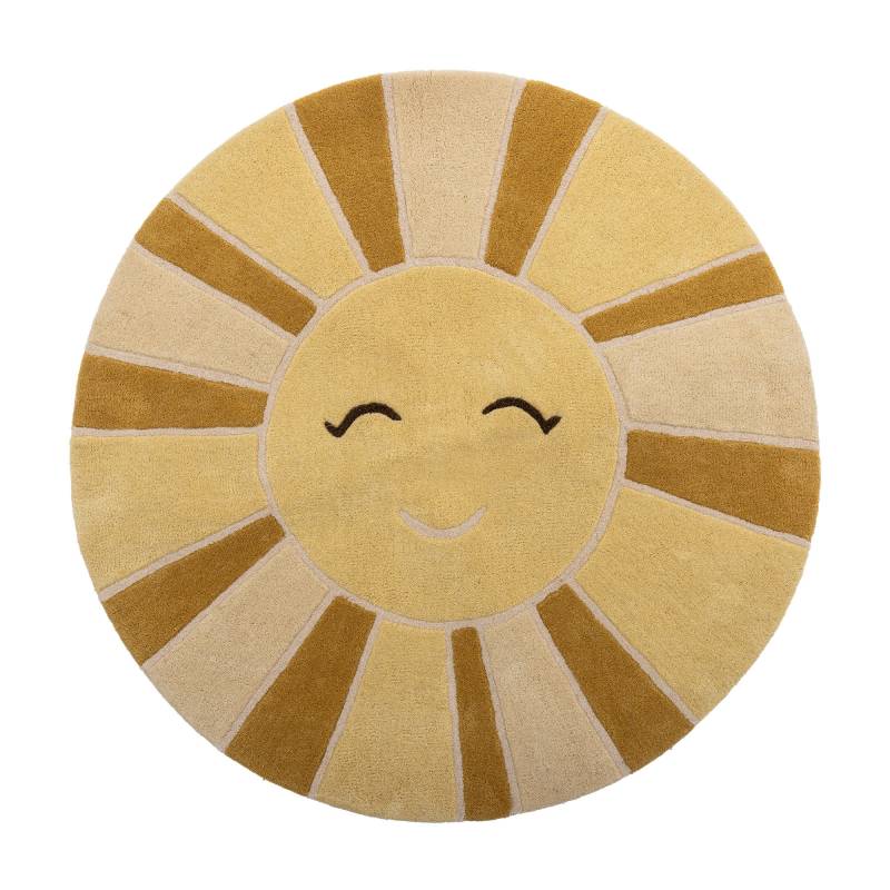 Bloomingville MINI Sun t&aelig;ppe i uld &Oslash;110cm gul