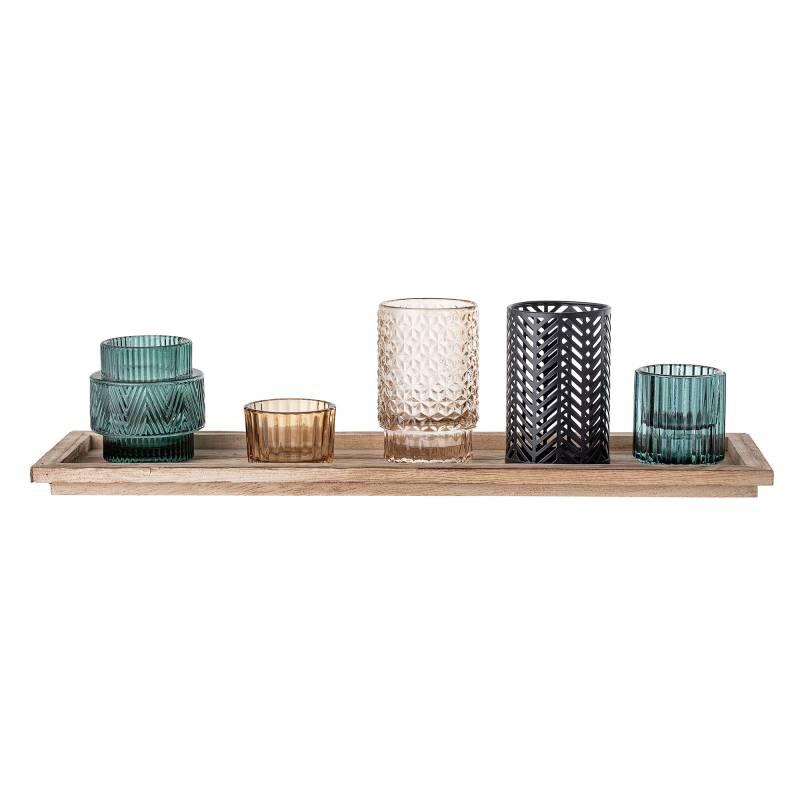 Bloomingville Sanga Bakke med Fyrfadsstage Bl&aring; Glas
