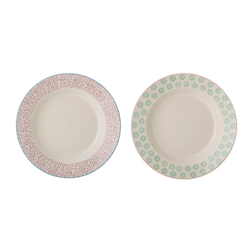 Bloomingville Patrizia Tallerken &Oslash;25cm Dyb Stent&oslash;j dekorativt design, 2 stk