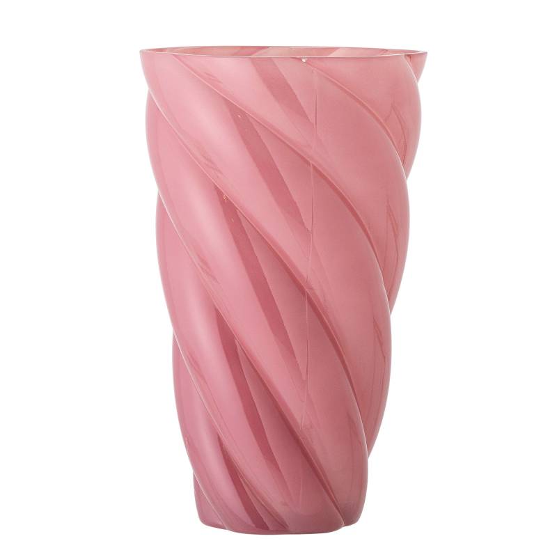 Bloomingville Callo Vase rosa glasvase 29cm med et snoet spiralm&oslash;nster