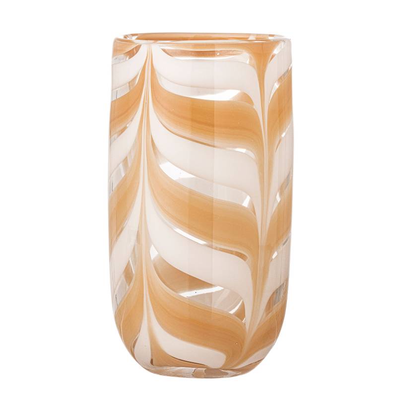 Bloomingville Taven Vase Glas 21,5cm flydende m&oslash;nstre p&aring; overfladen orange nuancer