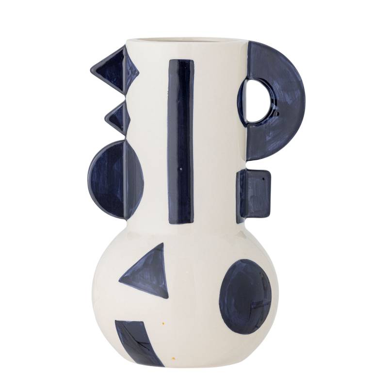 Bloomingville Graphica Vase Stent&oslash;j 24cm dekoreret i en bl&aring; nuance