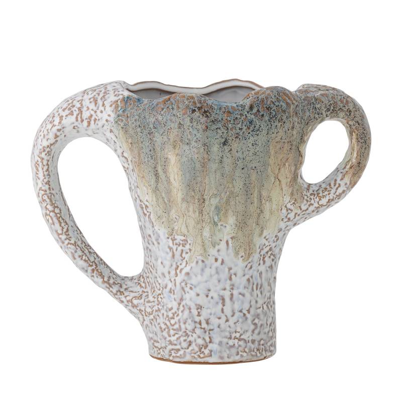 Bloomingville Ledger Vase 21cm Stent&oslash;j reaktiv glasur i gr&oslash;nne nuancer