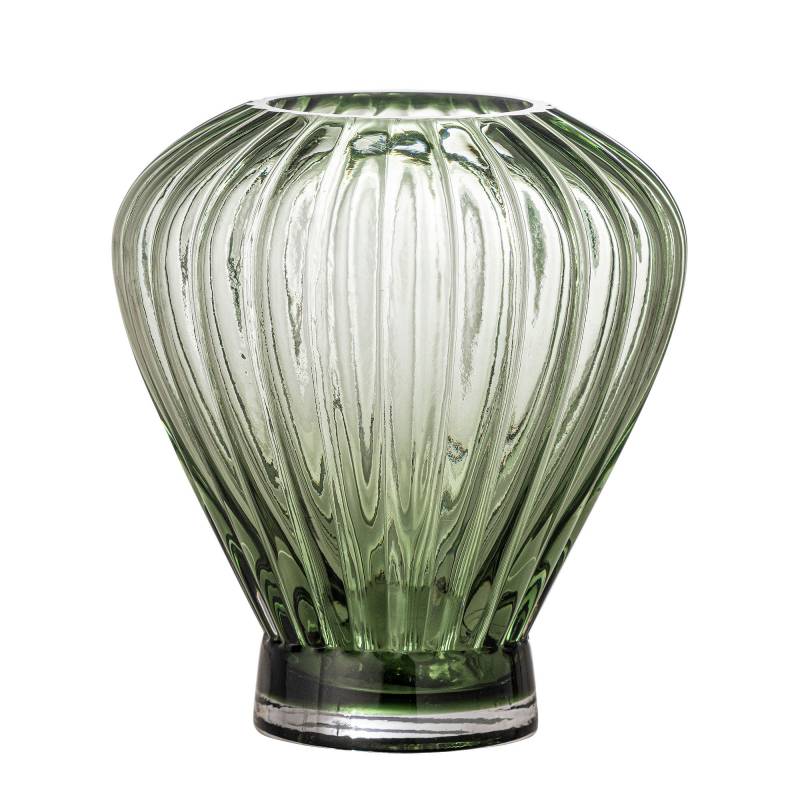 Creative Collection Reeve Vase 18cm Glas i smukt, rillet design gr&oslash;n
