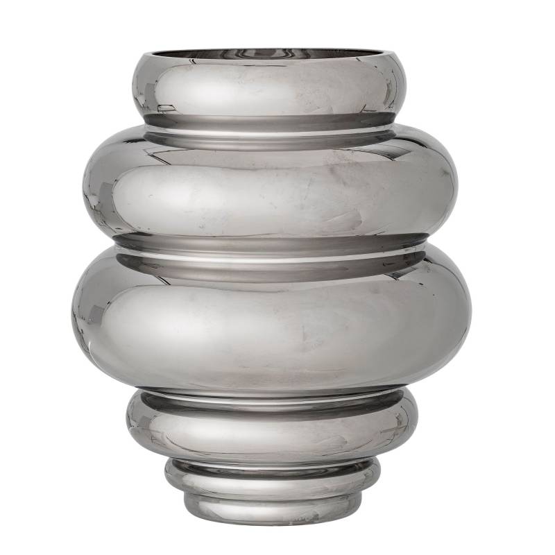 Bloomingville Zorya 24cm Vase i glas i s&oslash;lvfarvede kromfinish