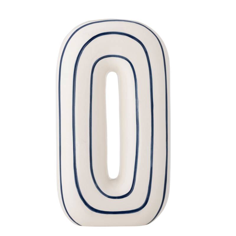Bloomingville Mae Vase Keramik 32cm h&aring;ndmalede bl&aring; striber