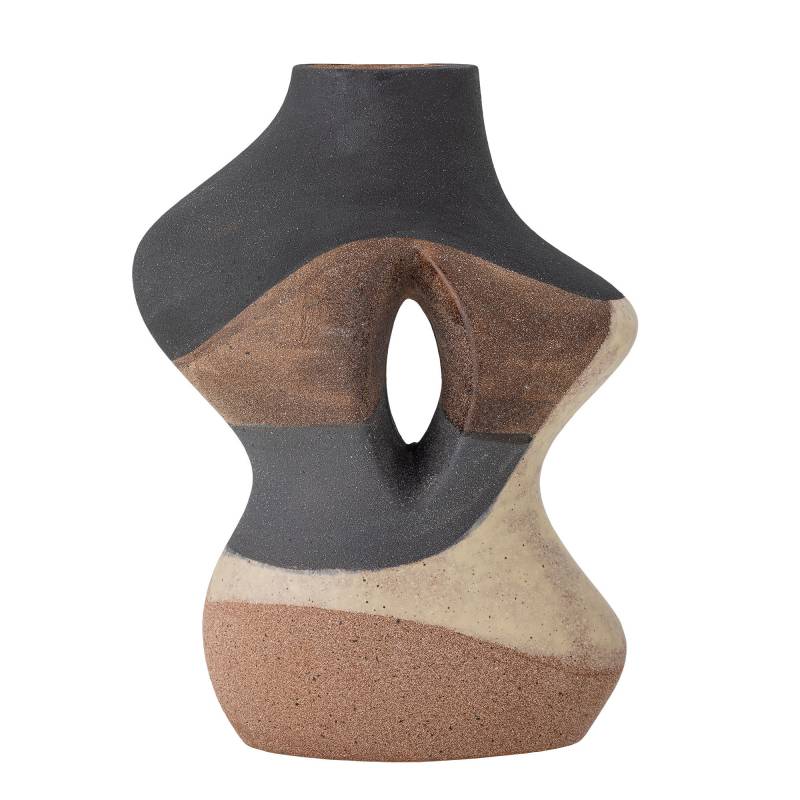 Bloomingville Vica Vase Stent&oslash;j 27cm skulpturelt udtryk brun, sort og sandfarvede nuancer