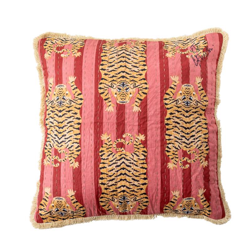 Bloomingville Poirino Pude Bomuld 45x45cm Pink med m&oslash;nster